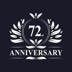 72 years Anniversary logo, luxurious 72nd Anniversary design celebration.