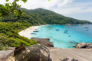 Beautiful view with blue sky and clouds on Similan island, Similan No.8 at Similan national park, Phuket, Thailand