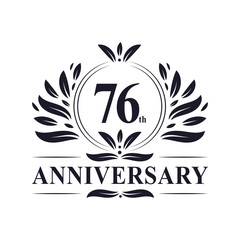 76 years Anniversary logo, luxurious 76th Anniversary design celebration.
