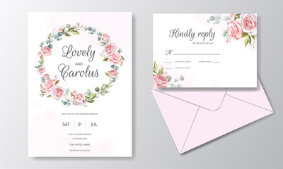 Obraz premium Hand Drawn Floral Wedding Invitation Card