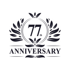 77th Anniversary celebration, luxurious 77 years Anniversary logo design.