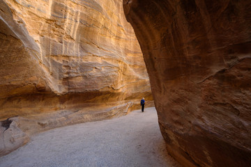 As-Siq canyon, ancient entrance leading to the UNESCO World Heritage site of Petra in Jordan