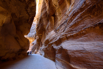As-Siq canyon, ancient entrance leading to the UNESCO World Heritage site of Petra in Jordan
