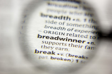 The word or phrase Breadwinner in a dictionary.