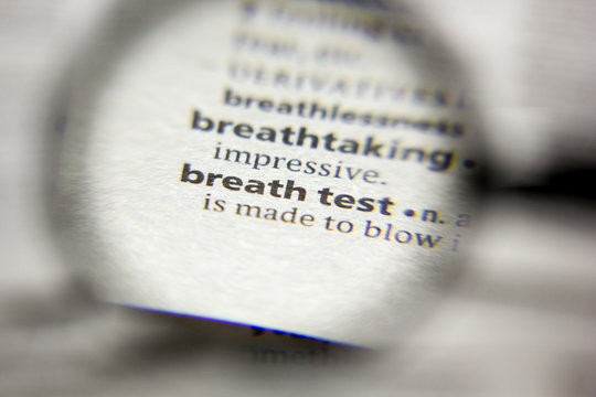 The word or phrase Breath test in a dictionary.