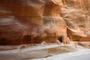 As-Siq canyon, ancient entrance leading to the UNESCO World Heritage site of Petra in Jordan