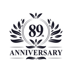 Fototapeta na wymiar 89th Anniversary celebration, luxurious 89 years Anniversary logo design.