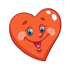 A cute little smiling heart. In cartoon style. Isolated on white background.  Vector illustration.