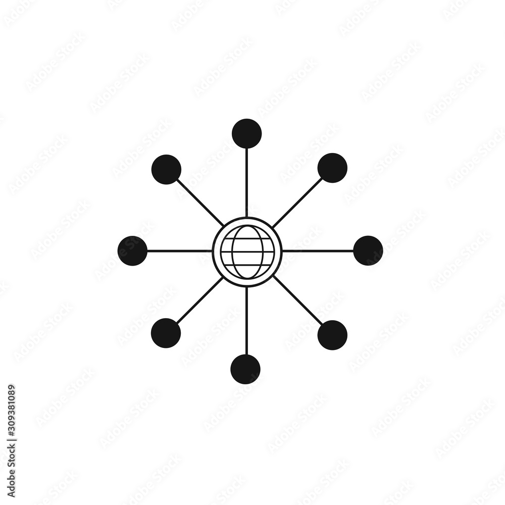 Aufkleber global networking icon on white background