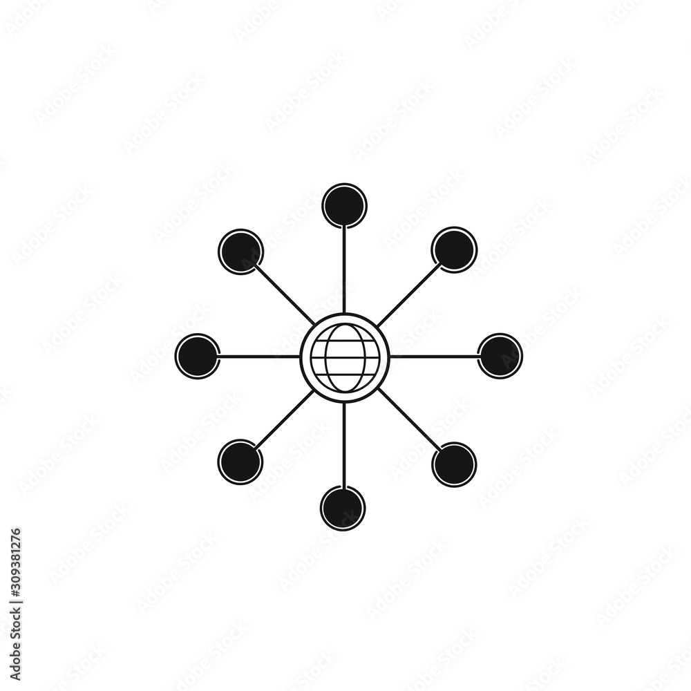 Poster global networking icon on white background