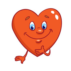 Funny little heart in a cartoon style Isolated on white background. Vector illustration.