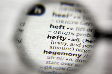 The word or phrase Hefty in a dictionary.