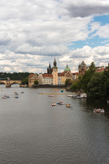 Fototapeta premium View of Charles Bridge from the river Moldava in Prague Czech Republic