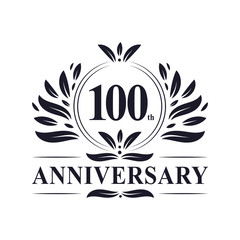 100th Anniversary celebration, luxurious 100 years Anniversary logo design.