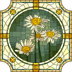 Vector illustration of blooming chamomile.