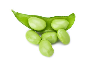 fresh edamame beans isolated on white background Japanese soybean