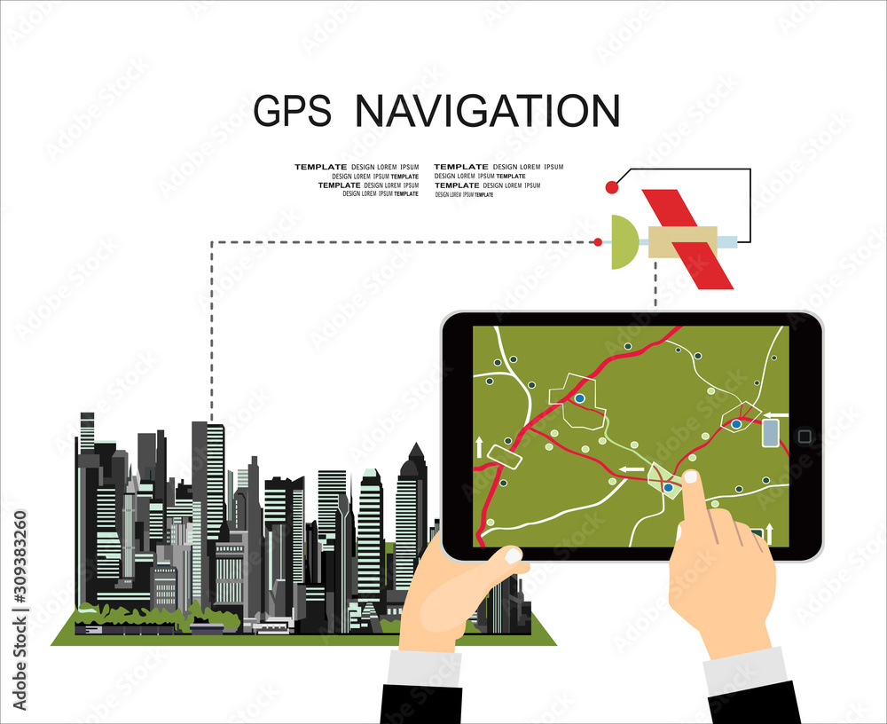Poster flat style design of web banner template for website or infographics, mobile navigation gps system, 