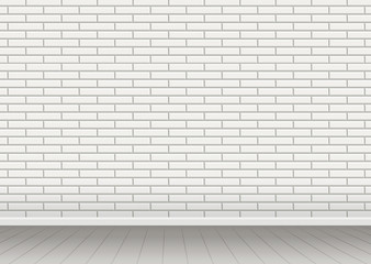 white brick wall and wooden floor