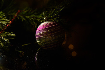 Christmas ball on the tree, decorations.