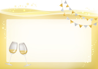 フレーム_背景_枠_カクテル_シャンパン＿スパークリングワイン_ベクター_イラスト_ドリンク_炭酸
