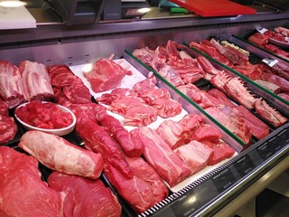 Raw meat for sale in butcher's shop
