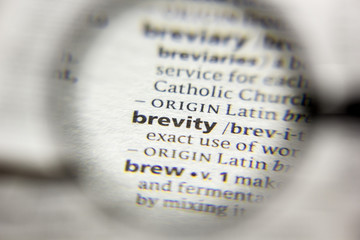 The word or phrase Brevity in a dictionary. - 309385816