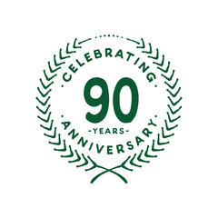 90 years design template. 90th logo. Vector and illustration.