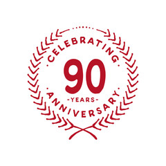 90 years design template. 90th logo. Vector and illustration.