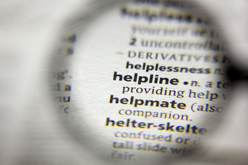 The word or phrase Helpline in a dictionary.