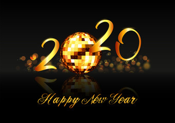 illustration of Abstract glossy background for Happy New Year 2020 greeting disco party celebration banner template