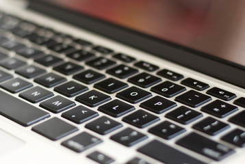 Close-up Laptop Keyboard focus Some keyboard characters