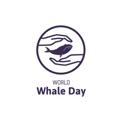 Simple logo with text World Whale Day. Suitable for greeting card, poster and banner.