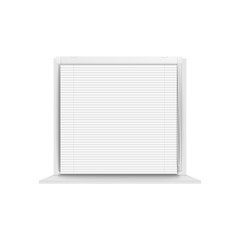 Window closed with plastic blinds realistic vector illustration mockup isolated.