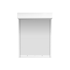 Window with roll up shutters or blinds 3d vector illustration mockup isolated.