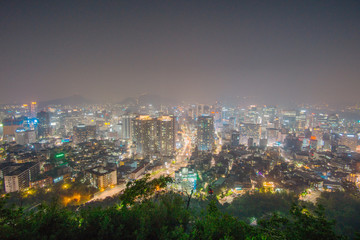 Fototapeta na wymiar Night view of downtown of Seoul, South Korea. 