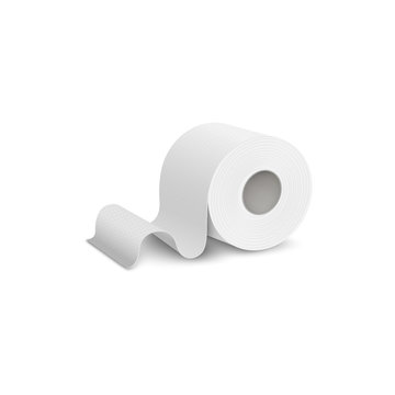 Single roll of toilet or lavatory paper realistic vector illustration isolated.