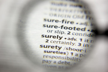 The word or phrase Surely in a dictionary.