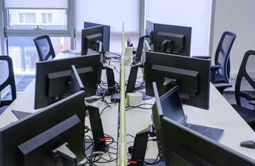 Computer monitors in workplace