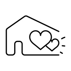 House with heart symbol line icon.