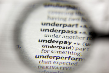 The word or phrase Underpay in a dictionary.