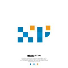 XP X P Logo Monogram with Blue and yellow Colors. modern letter logo design