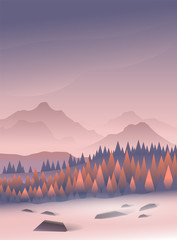Picture for calendars and postcards. Autumn season. Vector landscape illustration.