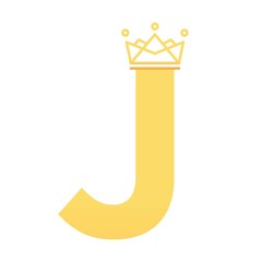 Alphabet Initial Letter J Logo with golden crown template design