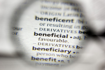 The word or phrase Beneficial in a dictionary.