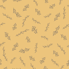 Sketch branches pattern for wallpaper design. Abstract art background. Fall background design. Hand-drawn illustration. Vector seamless pattern.