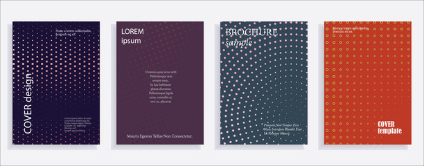 Minimalistic cover design templates. Layout set for covers of books, albums, notebooks, reports, magazines. Star, dot halftone gradient effect, flat modern abstract design Geometric mock-up texture