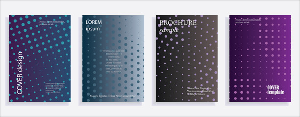 Minimalistic cover design templates. Layout set for covers of books, albums, notebooks, reports, magazines. Star, dot halftone gradient effect, flat modern abstract design Geometric mock-up texture