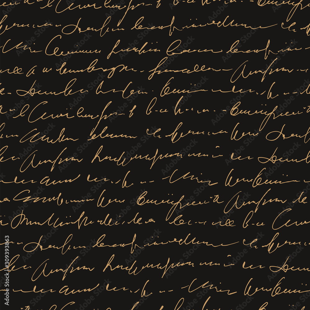 Poster Handwritten abstract text seamless pattern, vector cursive script background
