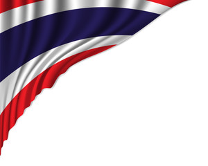 Thailand flag of silk with copyspace isolated on white background.