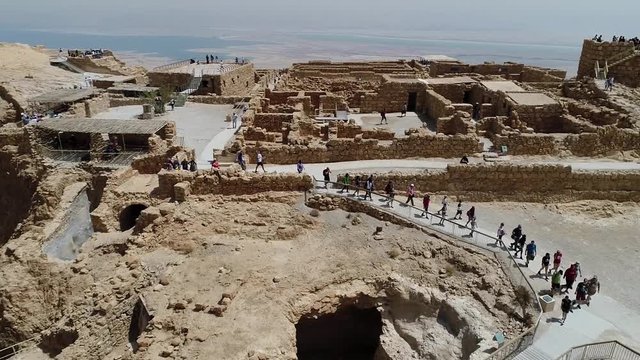 Aerial view of Masada, in Judea desert, Israel.